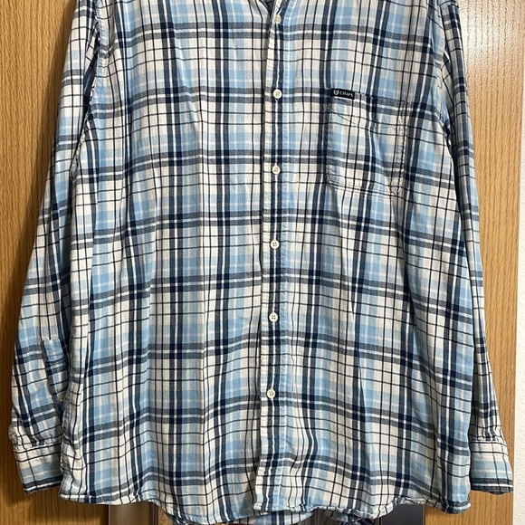 Chaps XXL plaid long sleeve button down shirt blues and white - Picture 3 of 10